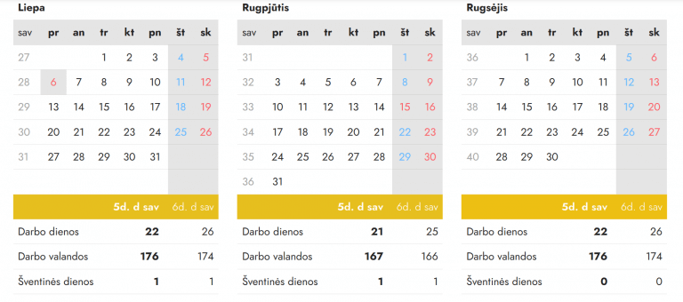 darbo dienu kalendorius 2026