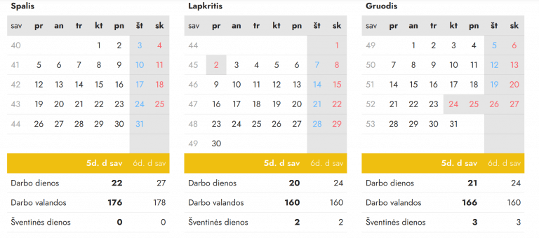 darbo dienu kalendorius 2026